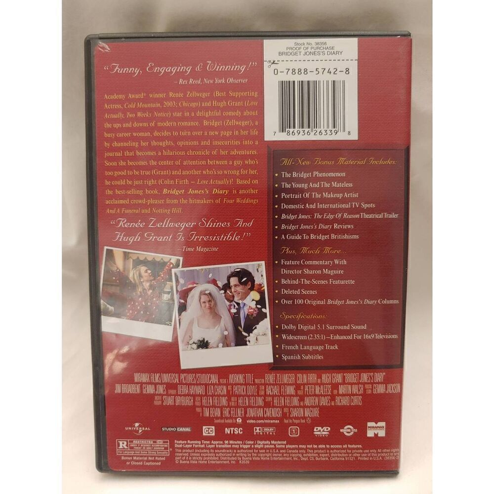 BRIDGET JONES'S DIARY (DVD, 2001) - Picture 2 of 3